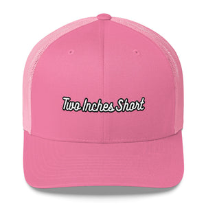 Two Inches Short Retro White Trucker Hat Pink