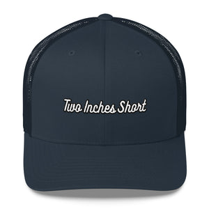 Two Inches Short Retro White Trucker Hat Navy